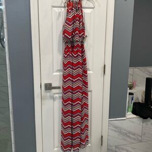 Feathers Red Print Maxi Dress size M